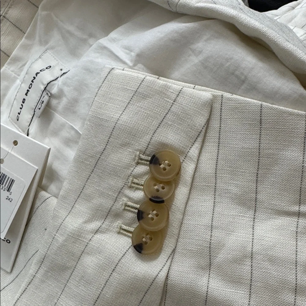 NWT • Club Monaco • Relaxed Single Breasted Blazer • Size L • Ivory Mix/Ivoire • - Picture 8 of 8